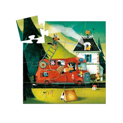Djeco-07269 Puzzle Silhouette - Camion de Pompier