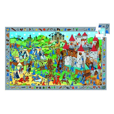 Puzzle Djeco-07559 Poster et jeu d'observation : Chevaliers