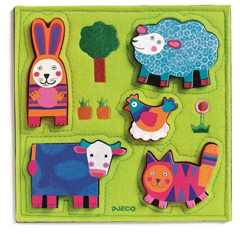 Puzzle Encastrement En Bois Nouki Djeco Dj Pi Ces Puzzles Animaux De La Ferme