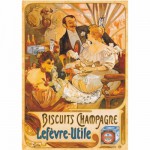 Puzzle  Dtoys-69603 Poster Vintage - Biscuits Champagne Lefevre-Utile