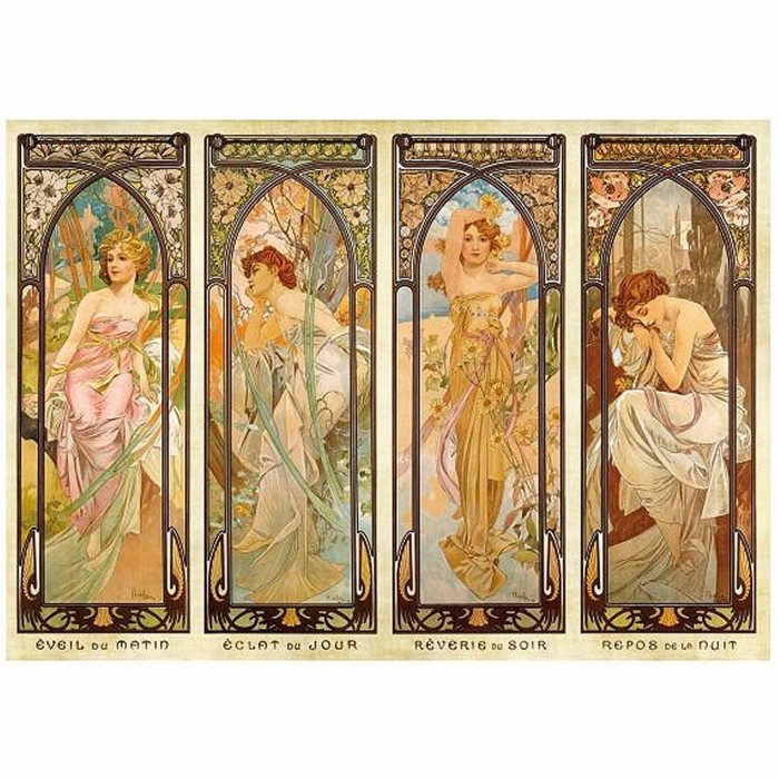 Puzzle Dtoys-70050 Mucha Alphonse - Les Moments de la Journée