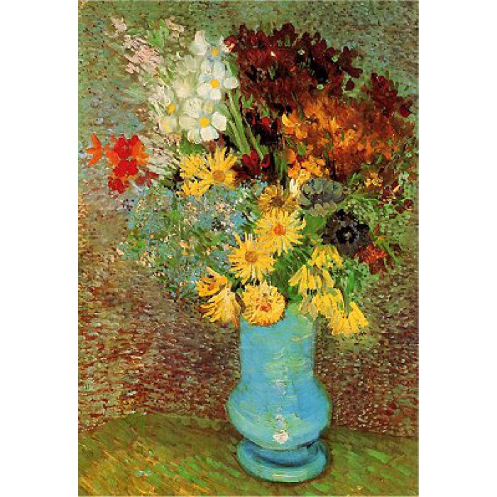 Puzzle  DToys-70258 Van Gogh Vincent - Fleurs dans un vase bleu