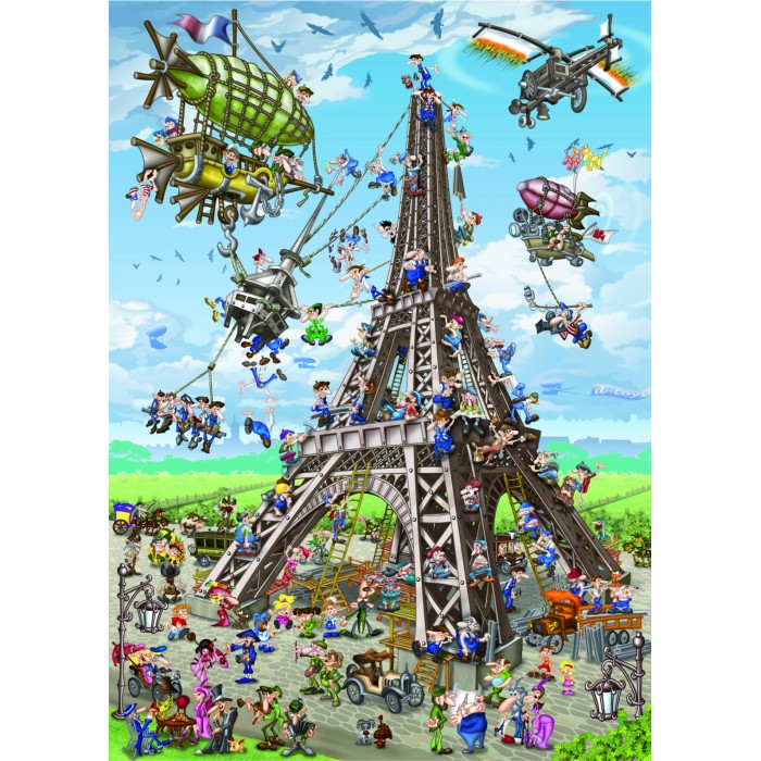 Puzzle  Dtoys-74683 Cartoon Collection - Construction de la Tour Eiffel