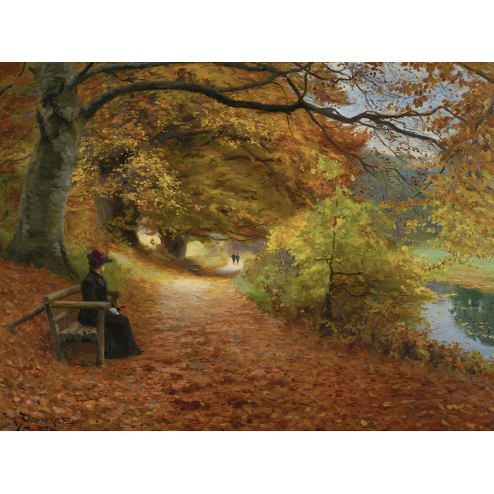 Puzzle  Dtoys-75093 Hans Andersen Brendekilde: A Wooded Path in Autumn