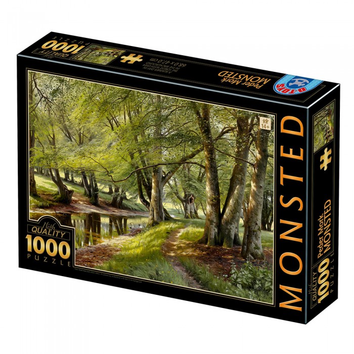 Puzzle Dtoys-77622 Peder Mørk Mønsted - A Summer Day in the Forest with Deer in the Background