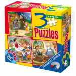   Puzzles magnétiques de 6, 9 et 12 pièces : Pinocchio, Hansel et Gretel, Blanche Neige