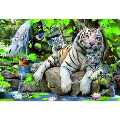 Puzzle Educa-14808 Tigres blancs du Bengale
