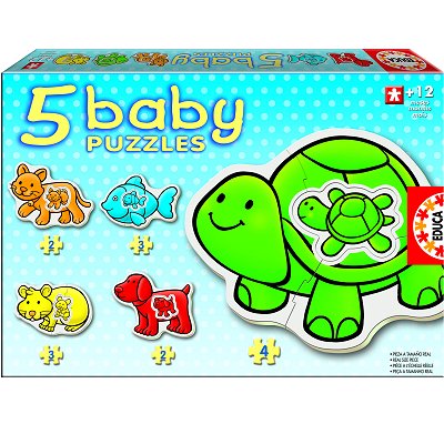 Educa-14864 5 Puzzles Baby - Les animaux de compagnie
