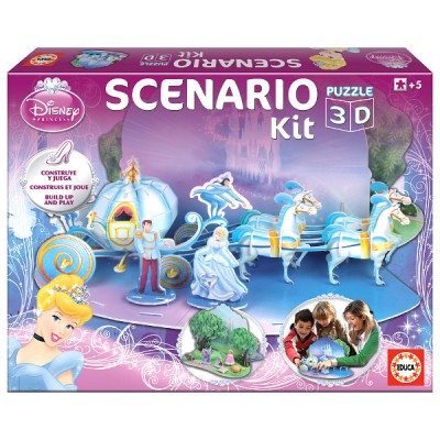 Educa-15121 Construis et Joue : Puzzle Scénario 3D - Cendrillon