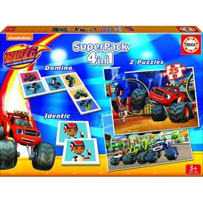 Puzzle Educa-16853 Superpack 4 in 1 - Blaze and The Monster Machines