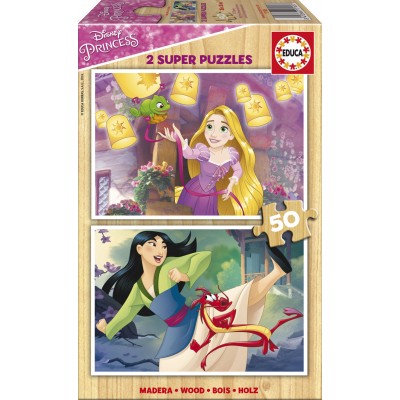 Educa-17165 2 Puzzles en Bois - Princesses Disney