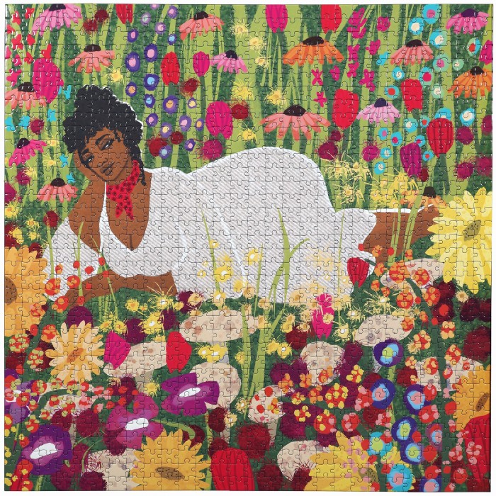 Puzzle eeBoo-51155 FEMME DANS LES FLEURS