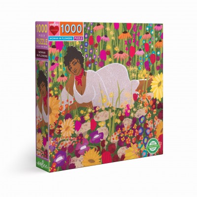 Puzzle eeBoo-51155 FEMME DANS LES FLEURS