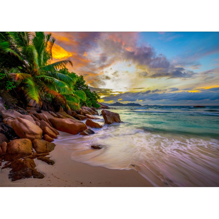 Puzzle Enjoy-Puzzle-2102 Plage des Seychelles au Coucher du Soleil