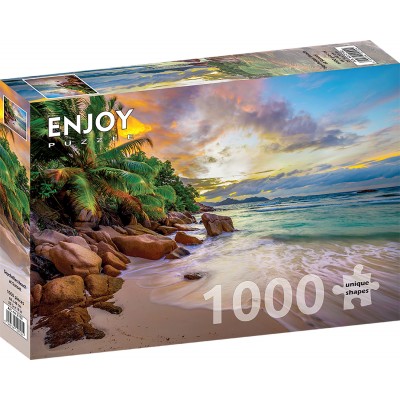 Puzzle Enjoy-Puzzle-2102 Plage des Seychelles au Coucher du Soleil