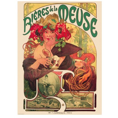 Puzzle Eurographics-6000-3455 Alphonse Mucha : Bieres de la Meuse