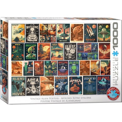 Puzzle Eurographics-6000-5927 Affches Retro d'Extraterrestres