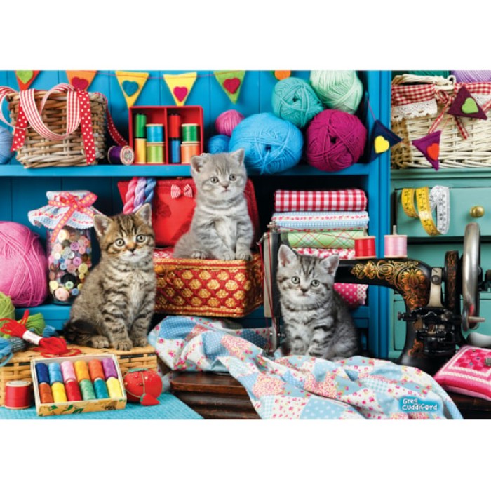 Puzzle  Eurographics-6748-6020 Connecting Pieces - Des Chatons dans l'Atelier de Couture