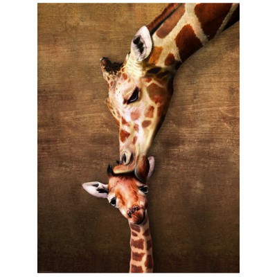 Puzzle Eurographics-8000-0301 Le baiser de maman Girafe