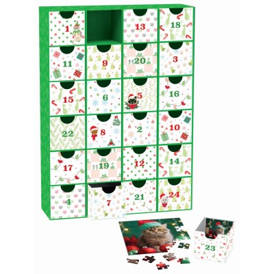 Eurographics-8924-5922 Calendrier de l'Avent - Moustaches de Noel - 24 Puzzles