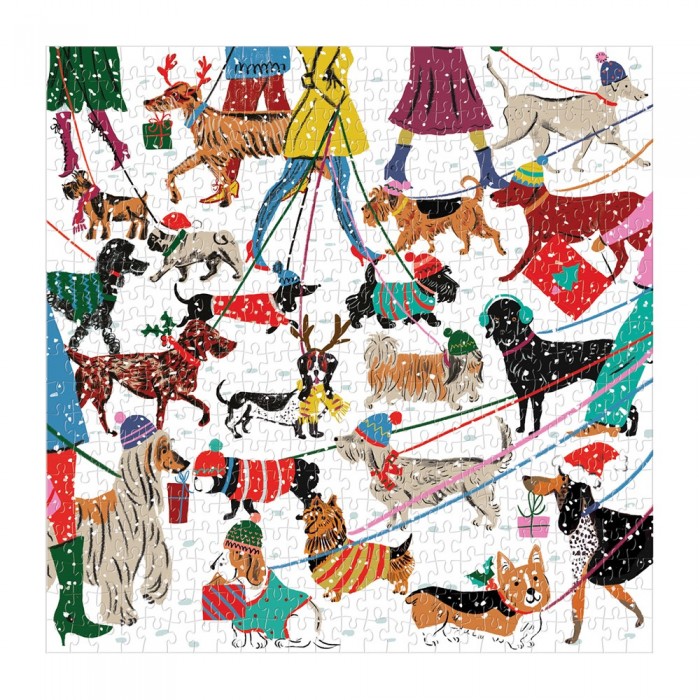  Galison-36201 Chiens d'Hiver - Puzzle 500 Pièces