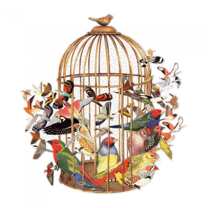  Galison-36480 Bouquet d'Oiseaux - Puzzle Forme de 750 pièces