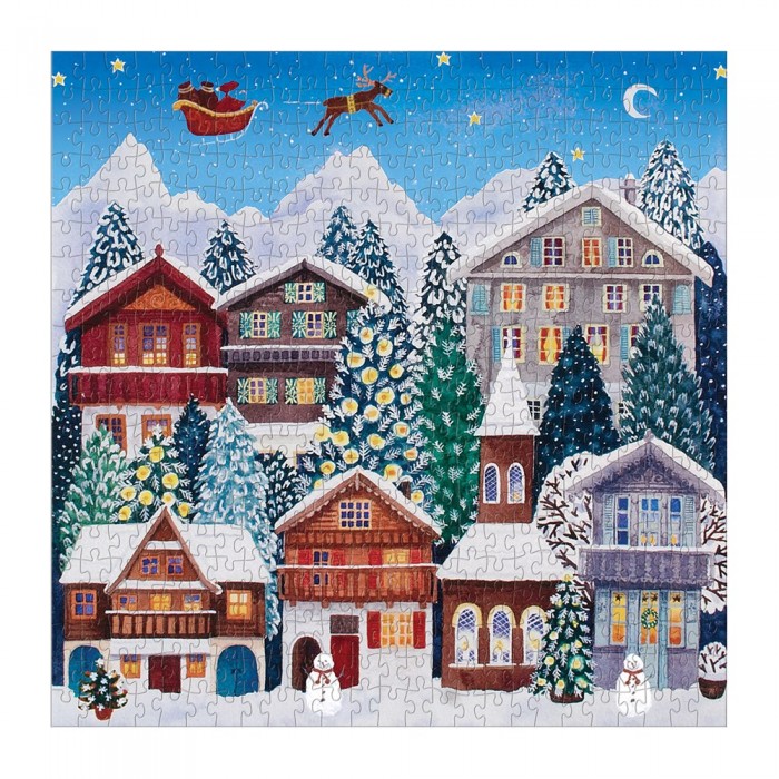  Galison-36673 Village de Noël - Puzzle 500 Pièces