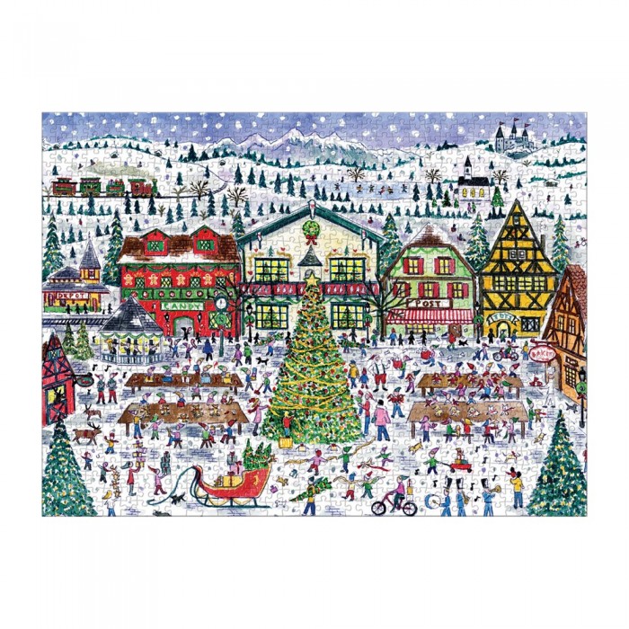  Galison-36709 Village du Père Noël - Puzzle 1000 Pièces