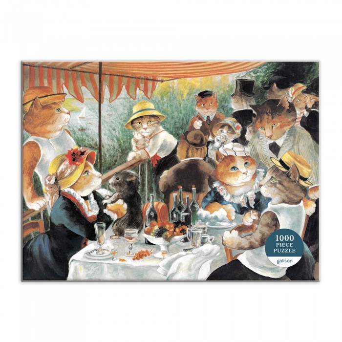  Galison-36751 Le Déjeuner des Canotiers Meowsterpiece - 1000 Piece Puzzle