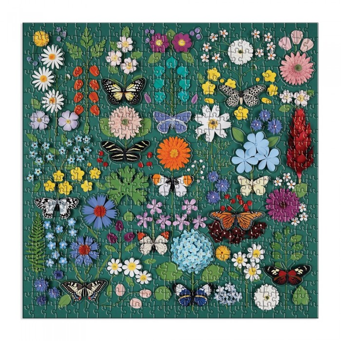 Galison-36970 Papillon Botanique - Puzzle de 500 Pièces avec Pièces Façonnées