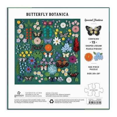 Galison-36970 Papillon Botanique - Puzzle de 500 Pièces avec Pièces Façonnées