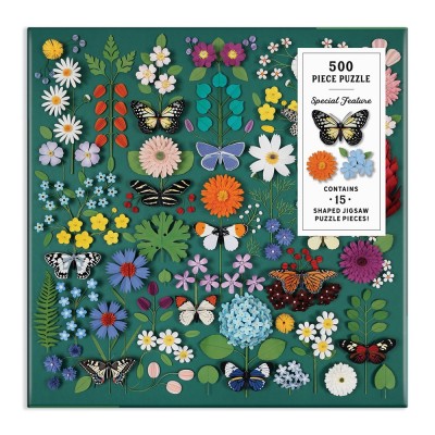 Galison-36970 Papillon Botanique - Puzzle de 500 Pièces avec Pièces Façonnées