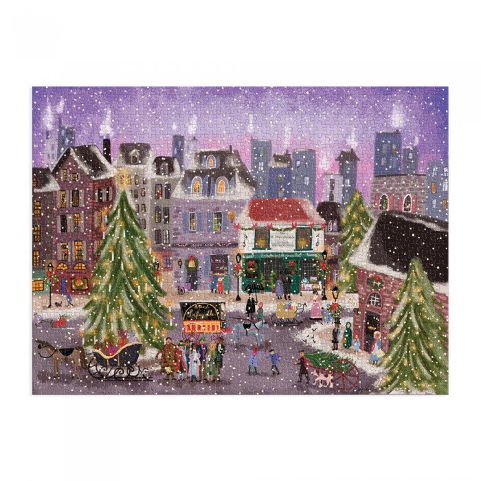  Galison-37118 Carré de Noël - Puzzle 1000 pièces dans une Boîte Carrée