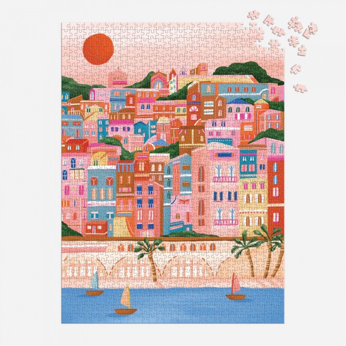  Galison-37612 Couleurs de la Côte d'Azur - Puzzle 1000 Pièces dans une Boîte Carrée