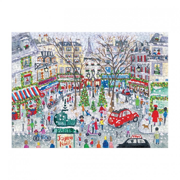  Galison-38054 Michael Storrings - Noël à Paris - Puzzle Étincelant de 1000 pièces