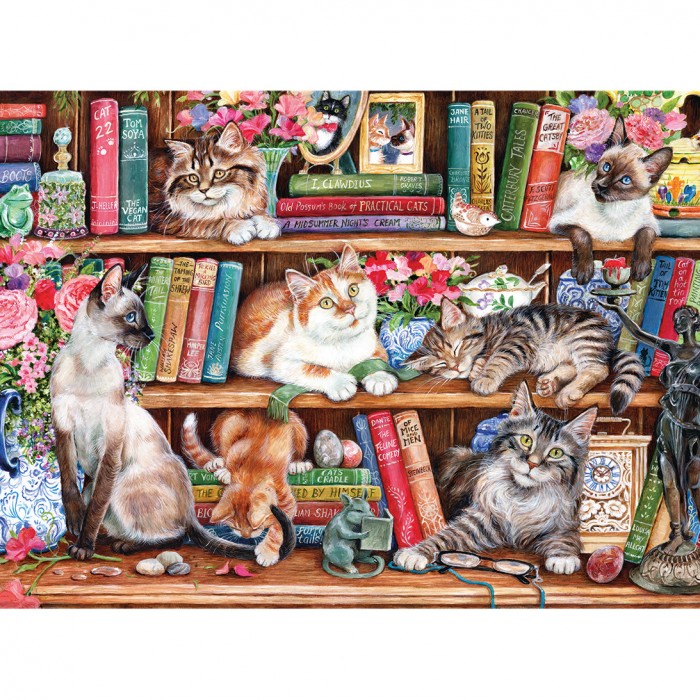 Puzzle Gibsons-G6404 Le Chat Potté de Retour dans les Livres