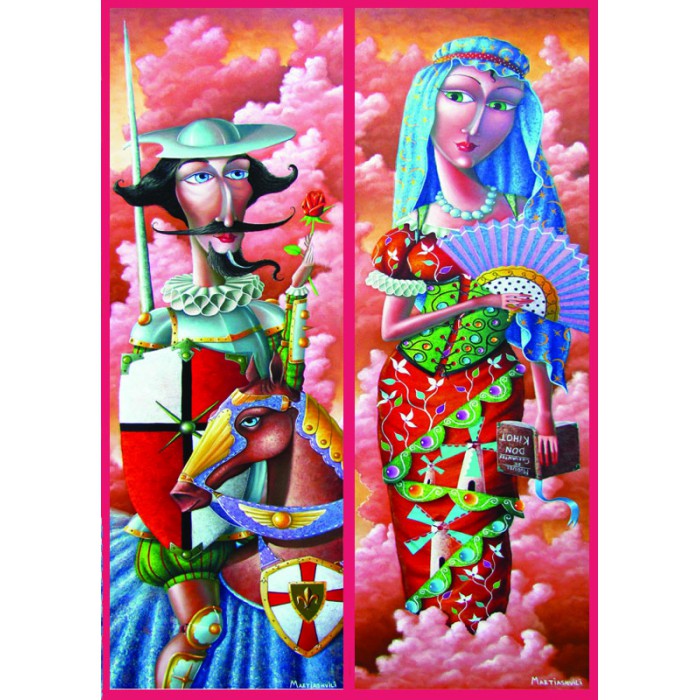 Puzzle Gold-Puzzle-61116 2 x 1000 Pièces : Don Quichotte et sa Dulcinée