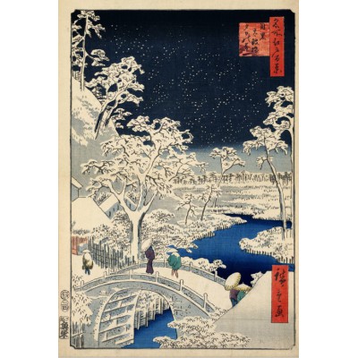 Puzzle Grafika-F-30894 Utagawa Hiroshige : Drum bridge at Meguro and Sunset Hill, 1857