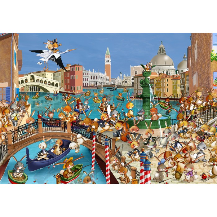 Puzzle  Grafika-F-31025 François Ruyer : Les Lapins à Venise