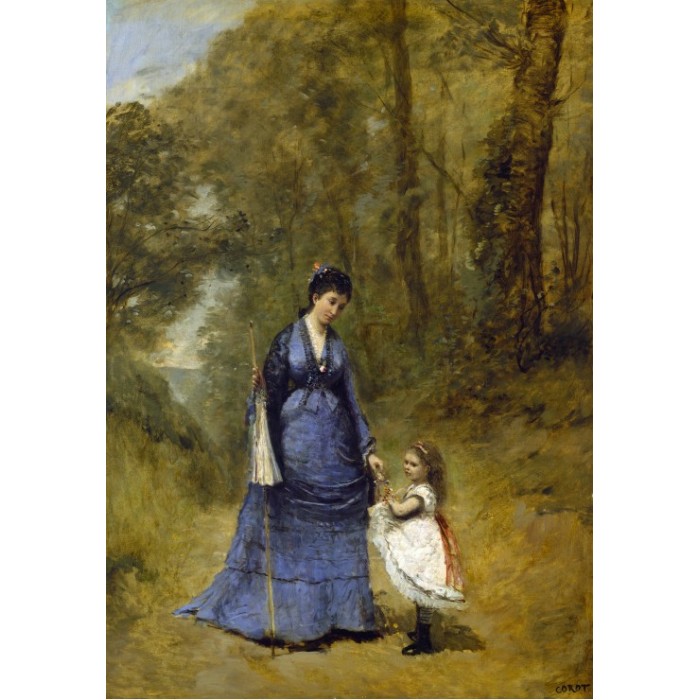 Puzzle  Grafika-F-31218 Jean-Baptiste-Camille Corot : Madame Stumpf et sa fille, 1872