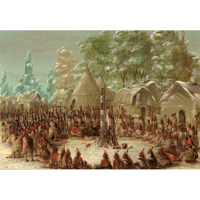 Puzzle  Grafika-F-31306 George Catlin : Fête de La Salle dans le village de l'Illinois. 2 janvier 1680, 1847-1848