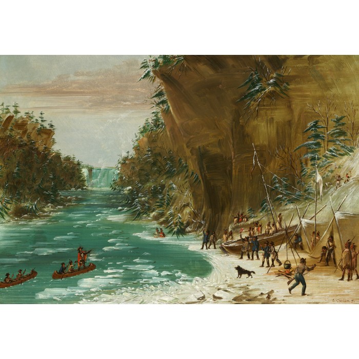 Puzzle  Grafika-F-31307 George Catlin : Campement de l'Expedition au-dessous des Chutes de Niagara. Le 20 janvier 1679, 1847