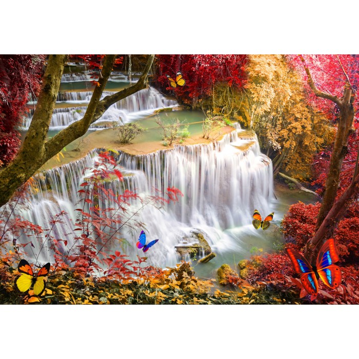 Puzzle Grafika-F-31492 Deep Forest Waterfall