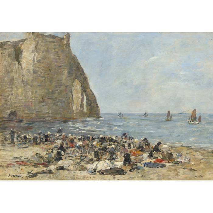 Puzzle   Eugène Boudin: Les Blanchisseuses de la Plage d'Etretat, 1894