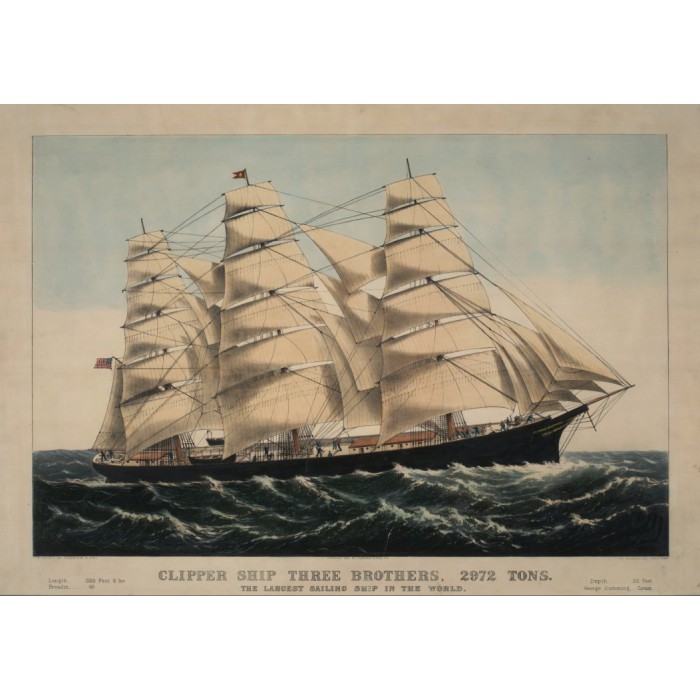 Puzzle   Affiche Currier & Ives : Clipper Ship Three Brothers , 1875