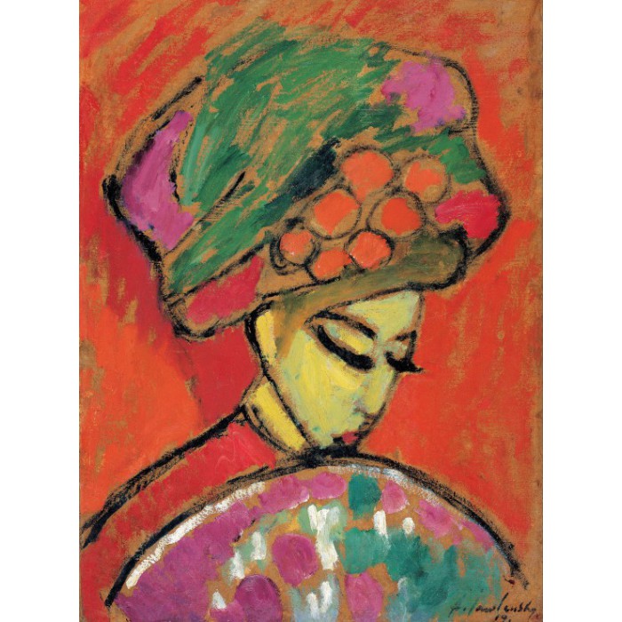 Puzzle   Alexej von Jawlensky : Jeune Fille au Chapeau Fleuri, 1910