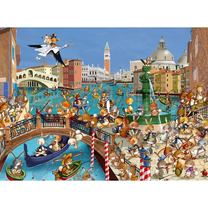 Puzzle  Grafika-F-30382 François Ruyer : Les Lapins à Venise