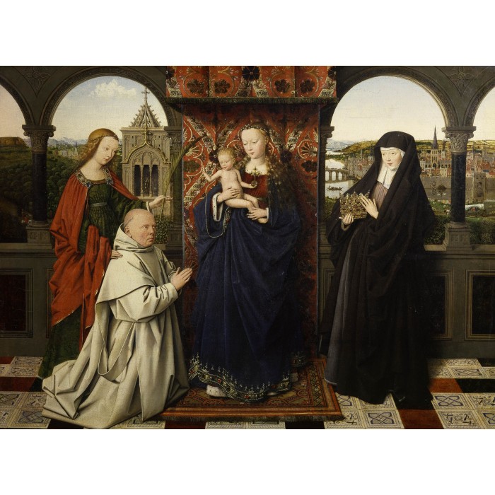 Puzzle Grafika-F-30472 Jan van Eyck - Virgin and Child, with Saints and Donor, 1441