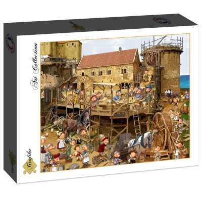 Puzzle Grafika-F-30703 François Ruyer - Construction au Moyen-Âge