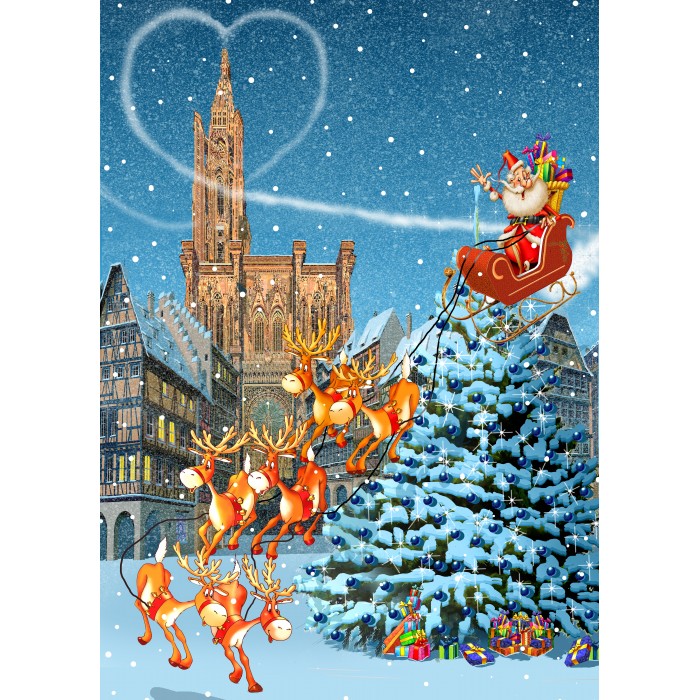 Puzzle  Grafika-F-32212 François Ruyer - Cathédrale de Strasbourg à Noël